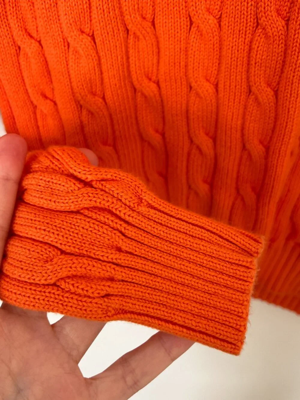 Polo Ralph Lauren Orange Cable Knit Cotton Crew Neck Sweater - Picture 6 of 6